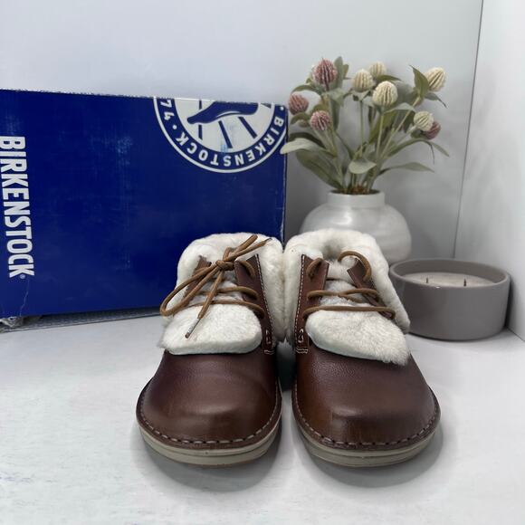 Birkenstocks Memphis High Leather/Textile Shoe Brown Women 7/Men 5 NWB Narrow - Picture 2 of 10